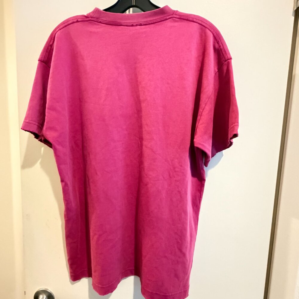 NWT Balenciaga Distressed Oversized Unisex T-Shirt Dark Fuchsia Small Cotton - Picture 6 of 11